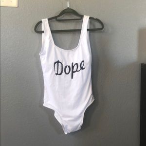 “Dope” white swim suit